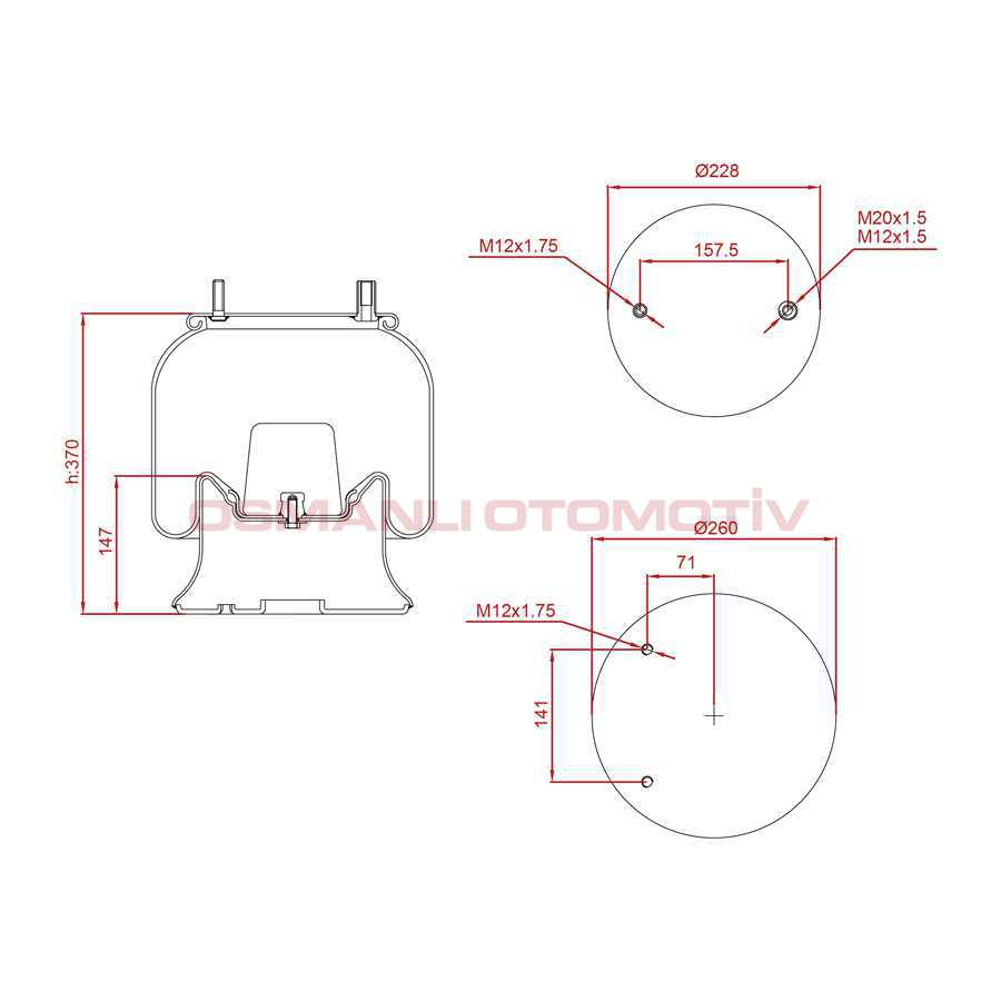 AIR SPRING WITH METAL PISTON ED 14156K05 SUSPENSION AIR SPRING